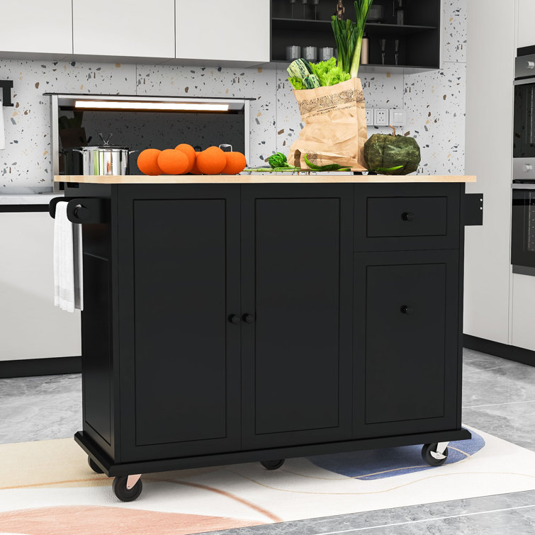 Red Barrel Studio® Mintaras Kitchen Island with Drop Leaf, Rolling